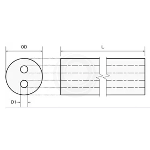  Drawing Of Magnesium Oxide Tube Double Holes