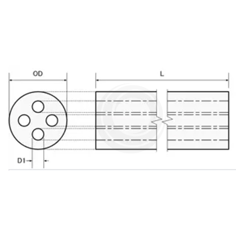  Drawing Of Magnesium Oxide Tube Four Holes