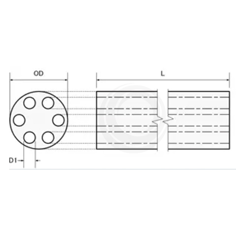  Drawing Of Magnesium Oxide Tube Six Holes